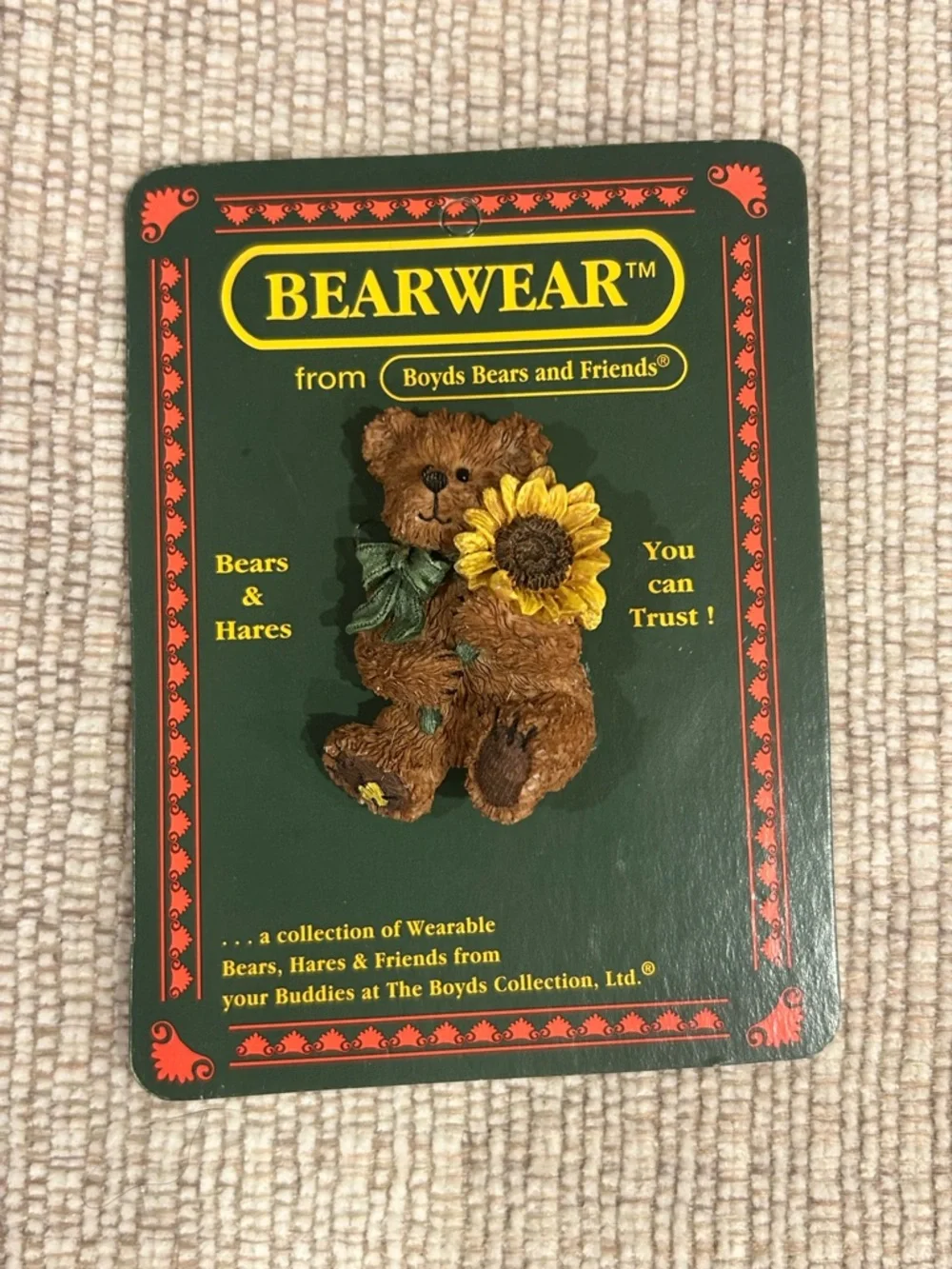 3 Vtg Boyds Bear Bearwear Resin Pins  Angel, Sunflower & Winter coat